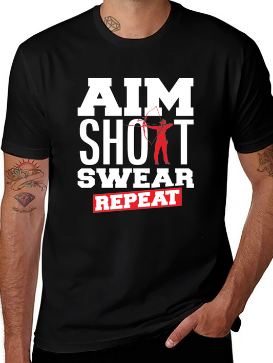 Aim Shot Swear Repeat Funny Archer T-Shirt