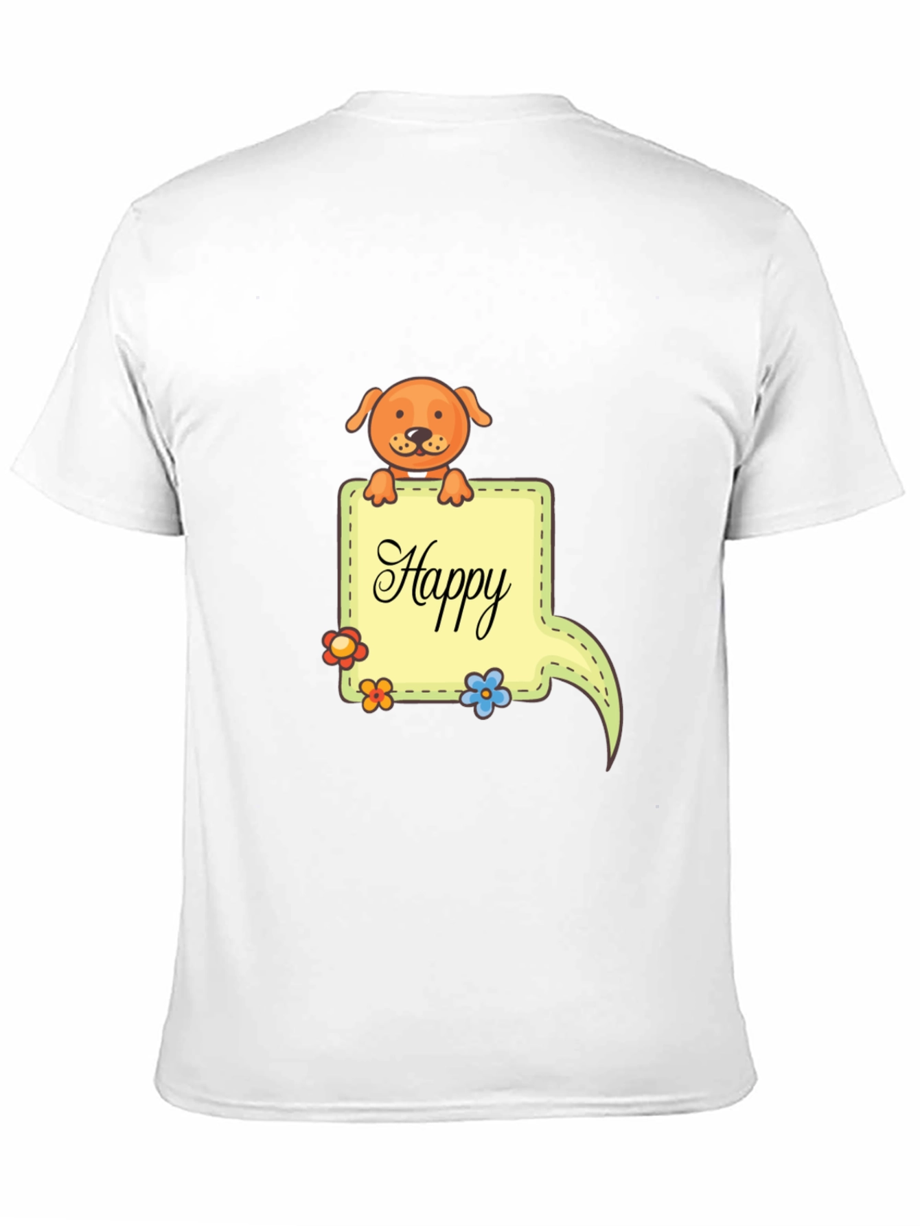 Happy Dog Graphic Print Black T-Shirt