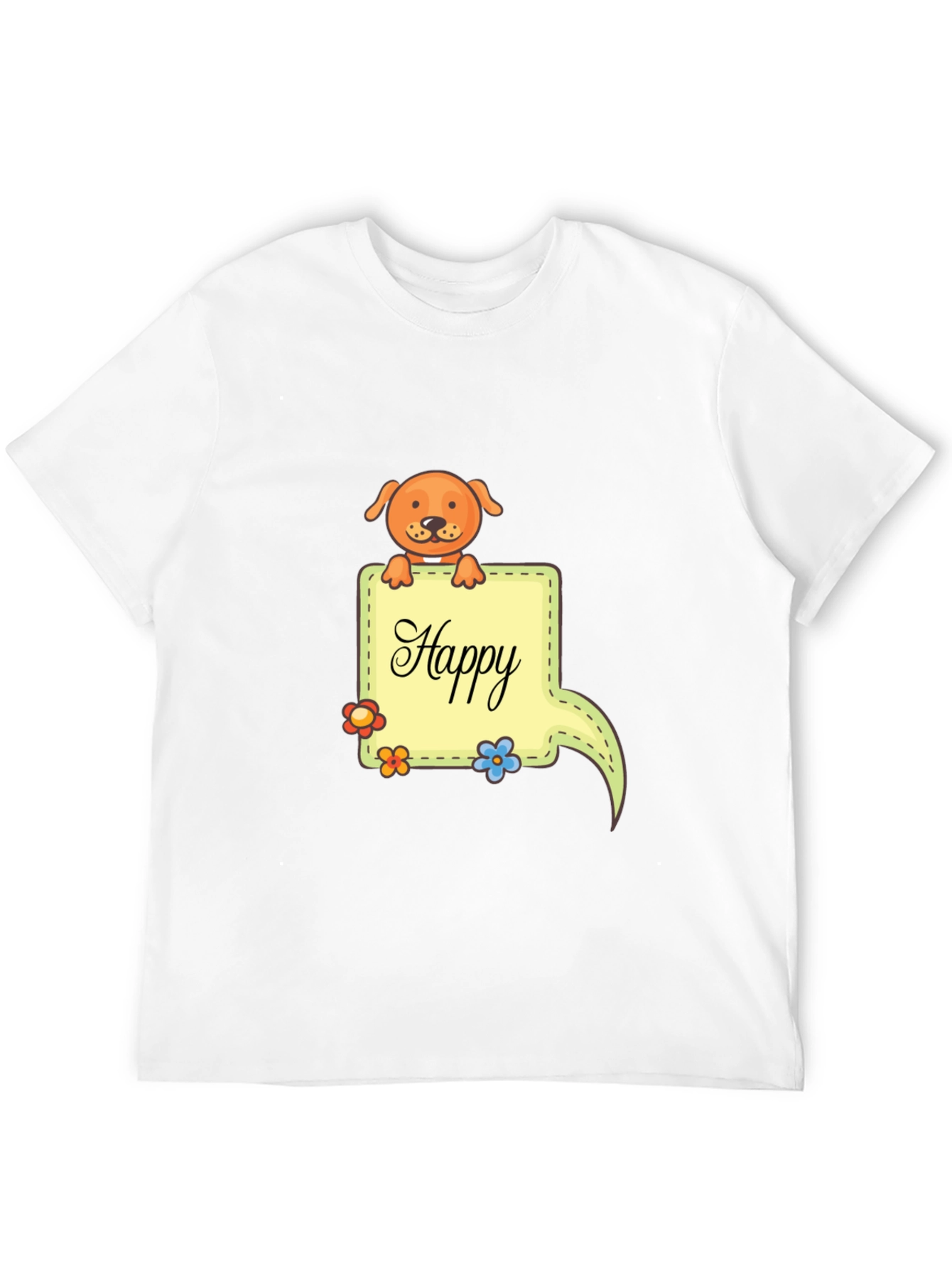 Happy Dog Graphic Print Black T-Shirt