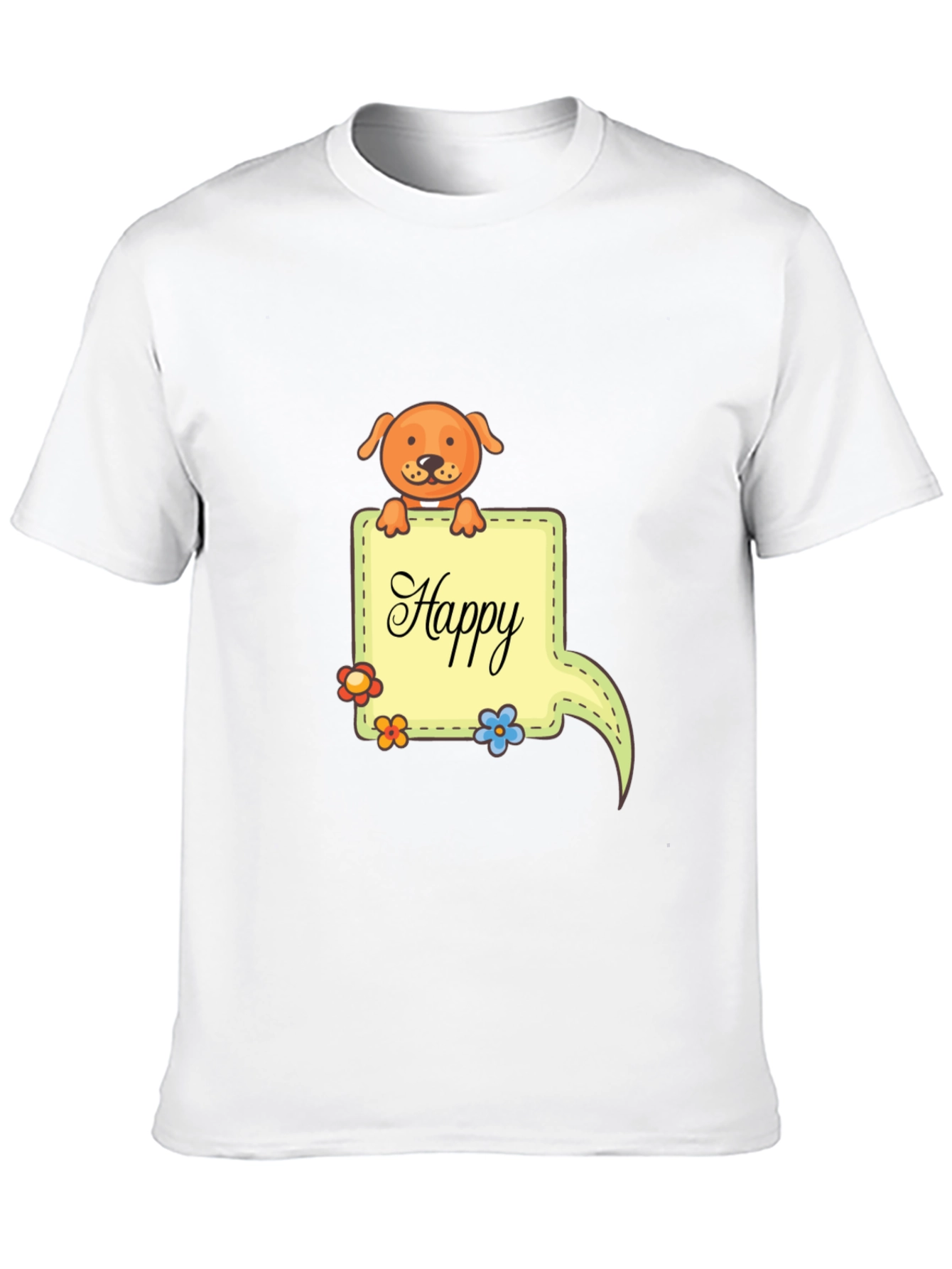 Happy Dog Graphic Print Black T-Shirt