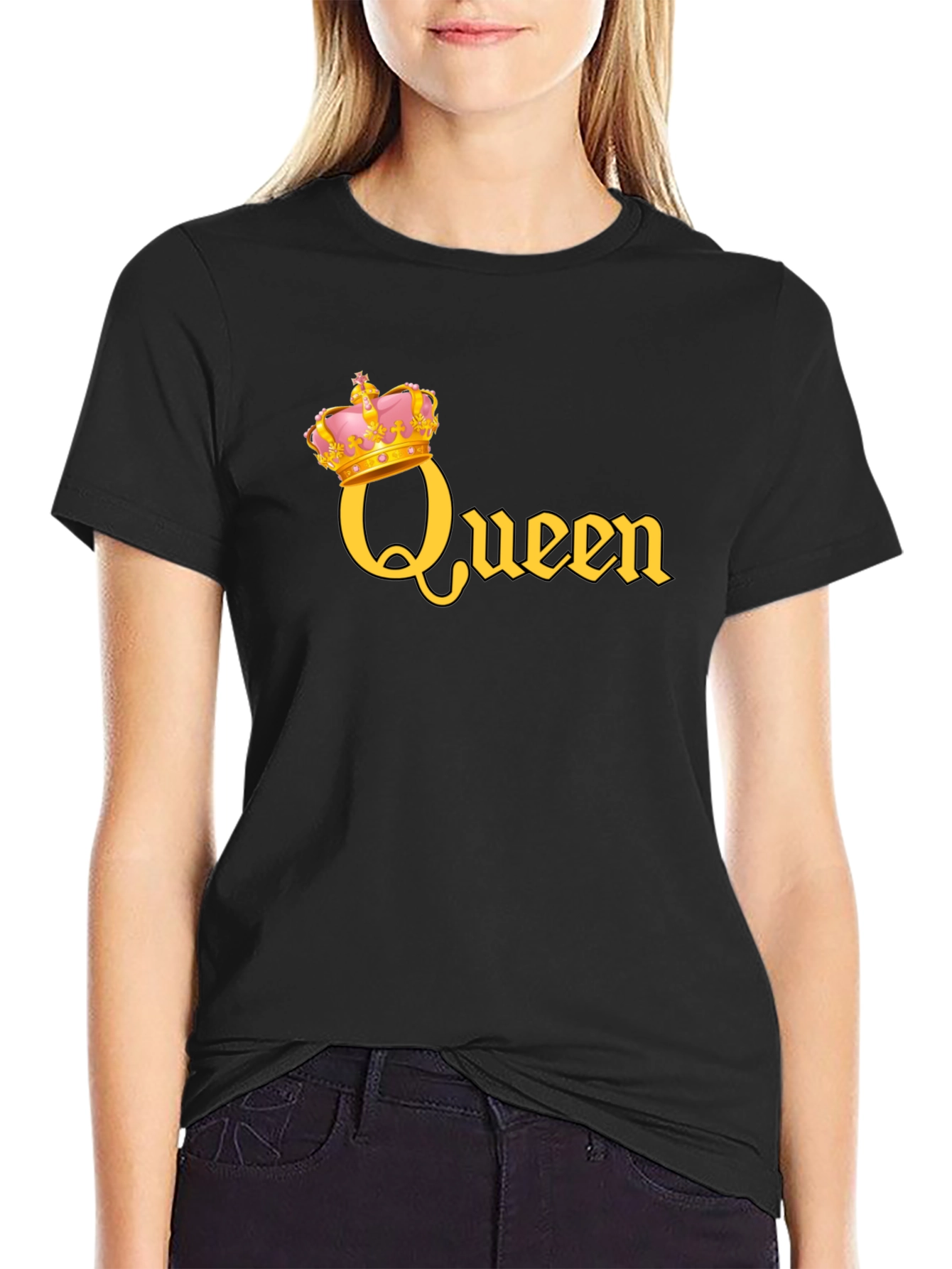 Queen Crown Graphic T-Shirt - Black