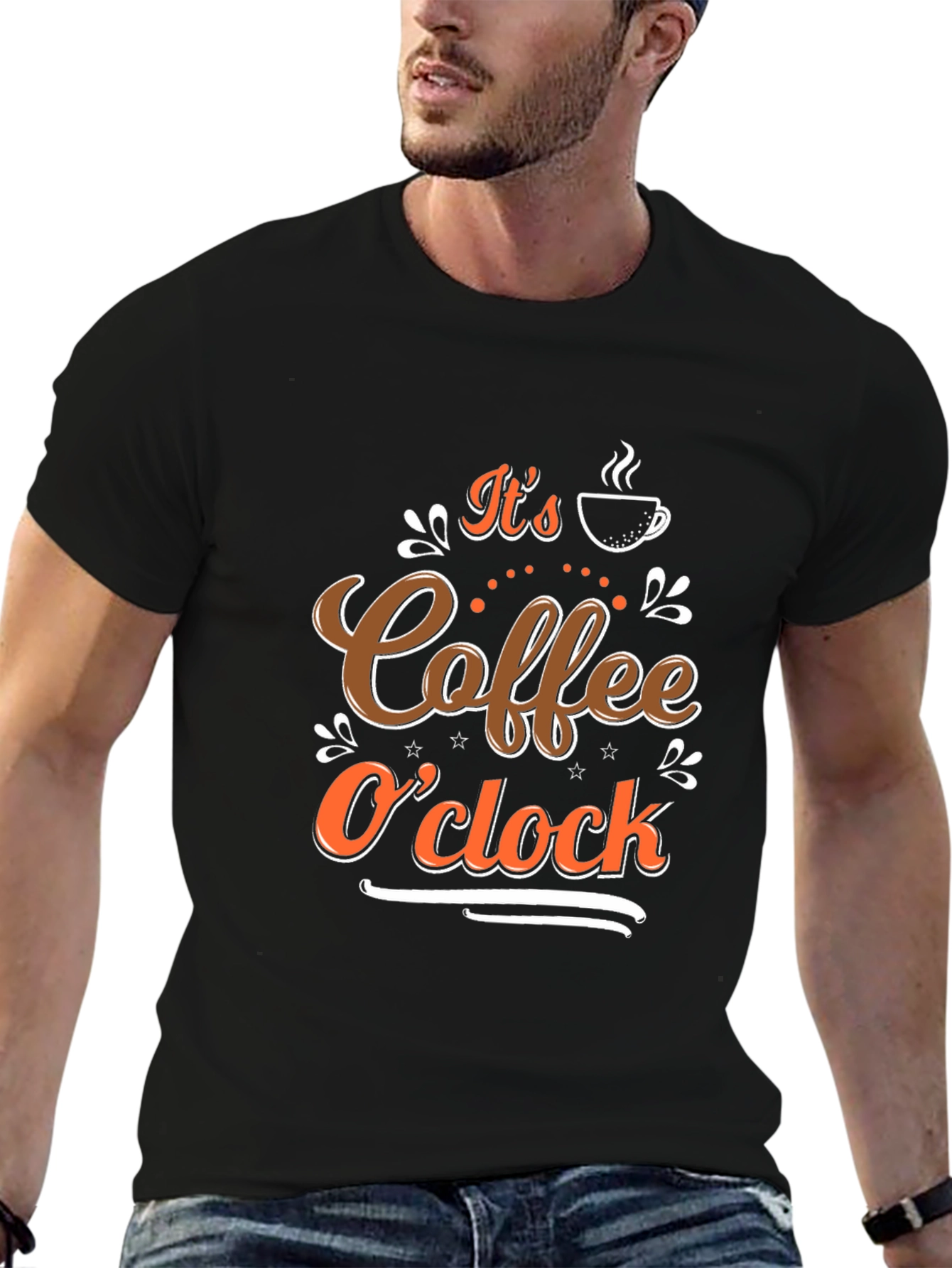 Coffee OClock Black T-Shirt - Brewtiful Design