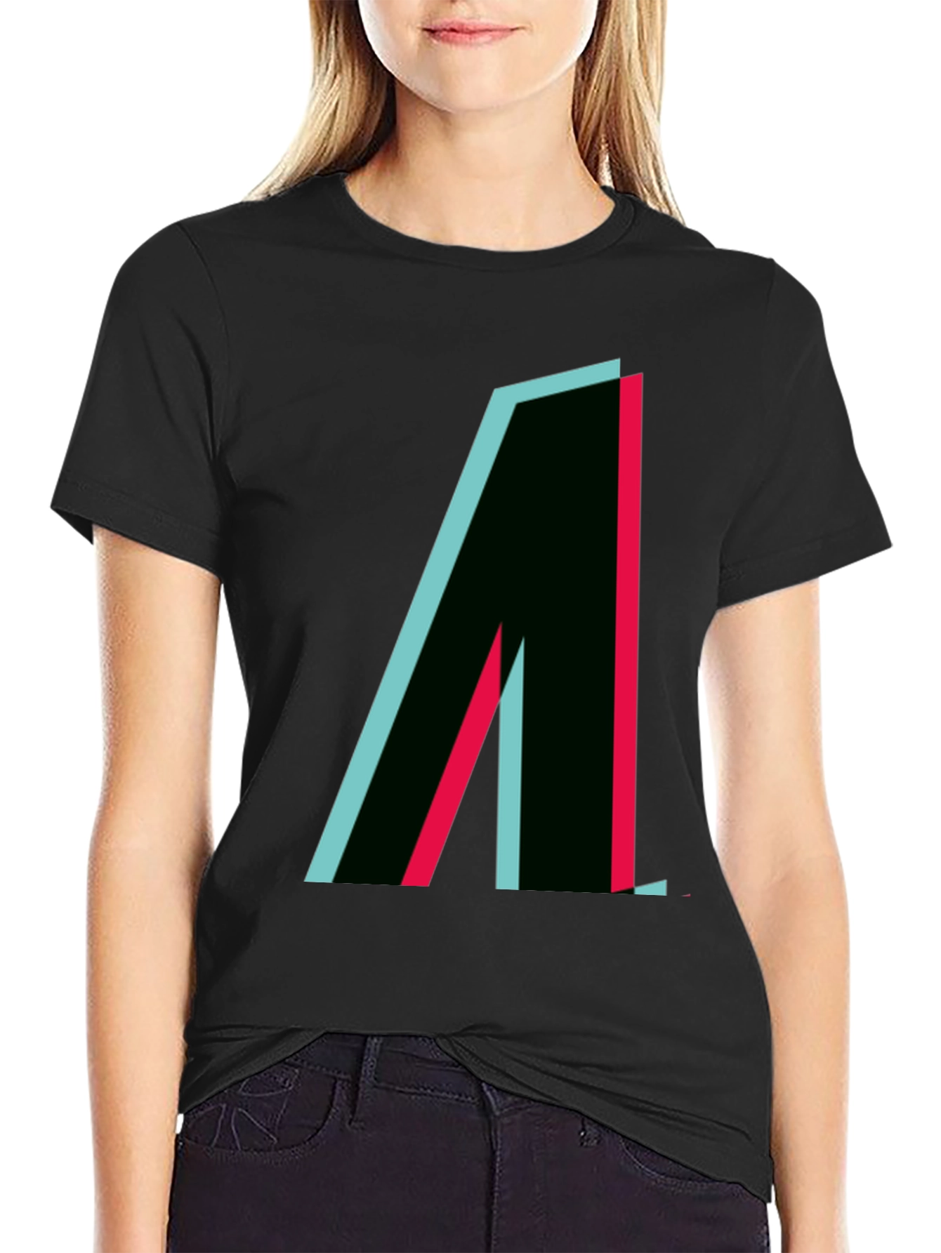Modern Graphic Tee - Black with Geometric Design