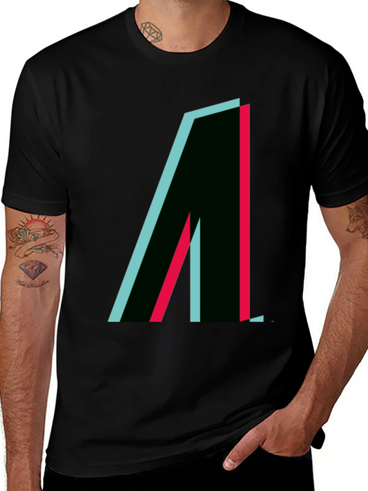 Modern Graphic Tee - Black with Geometric Design