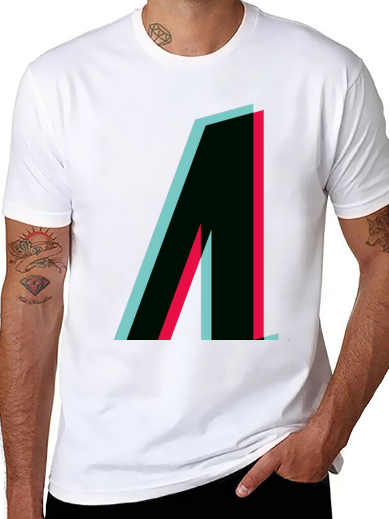 Modern Graphic Tee - Black with Geometric Design