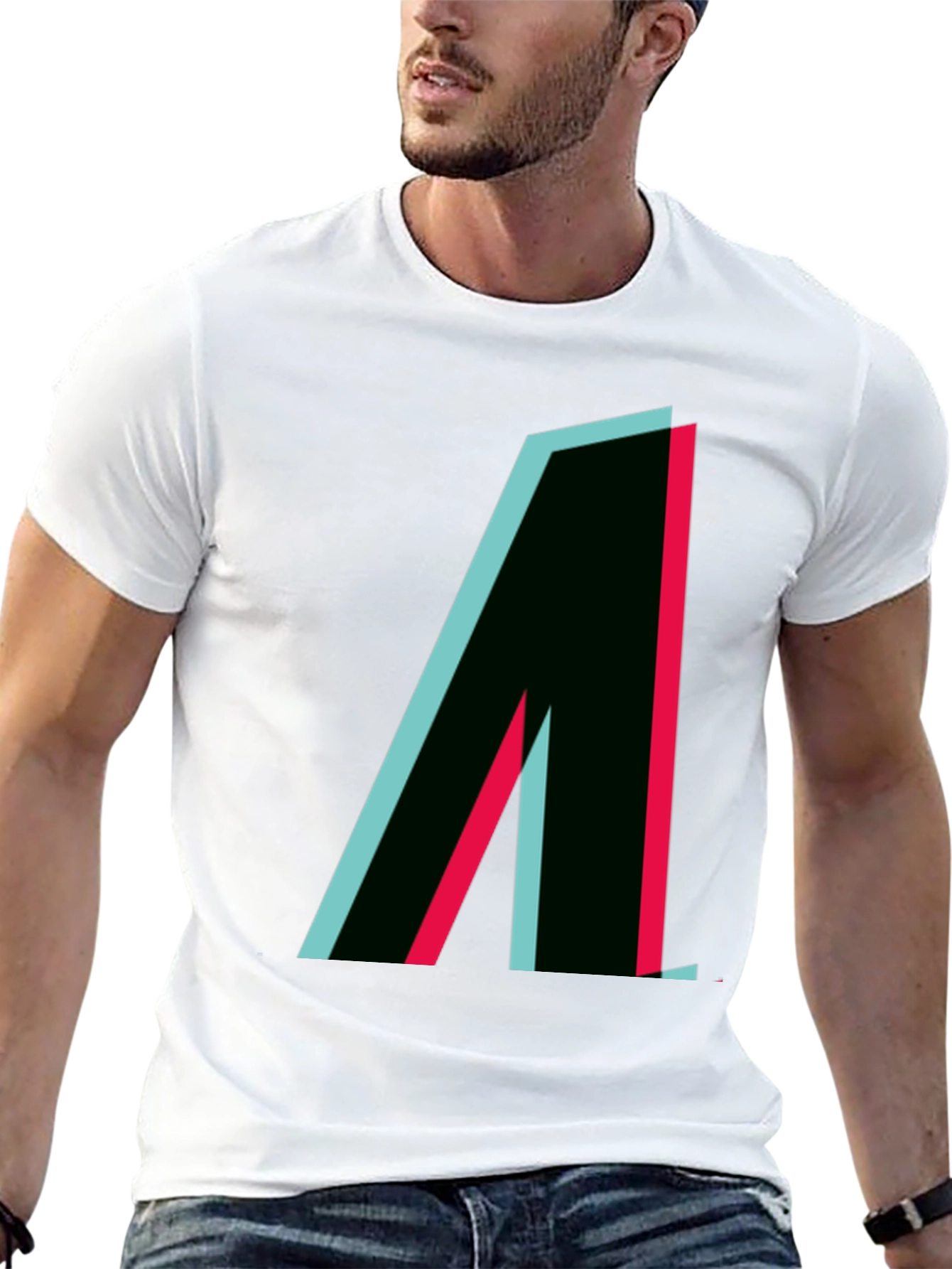 Modern Graphic Tee - Black with Geometric Design