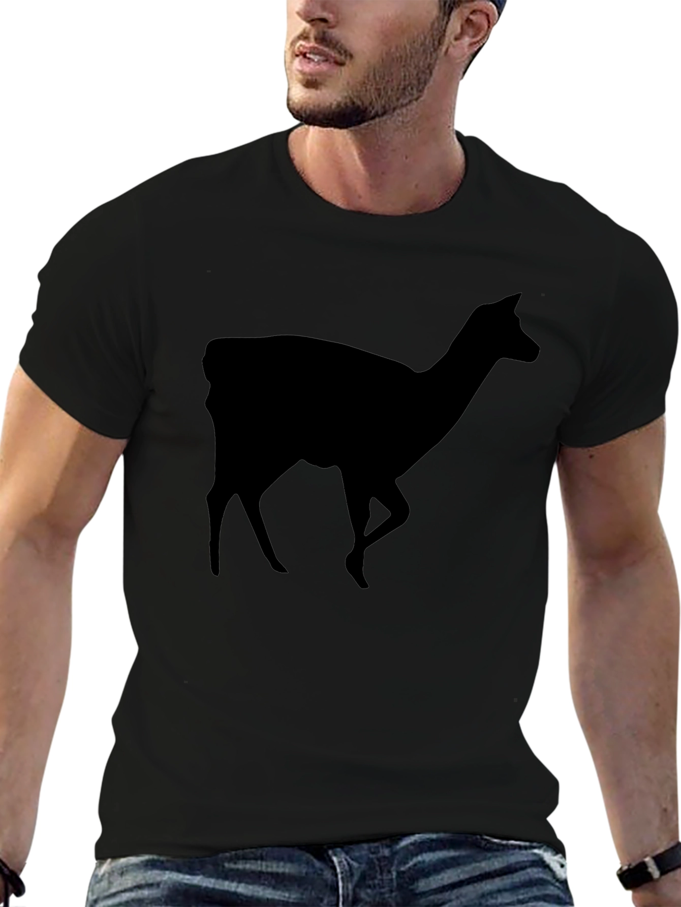 Silhouette Deer Graphic Tee - Black