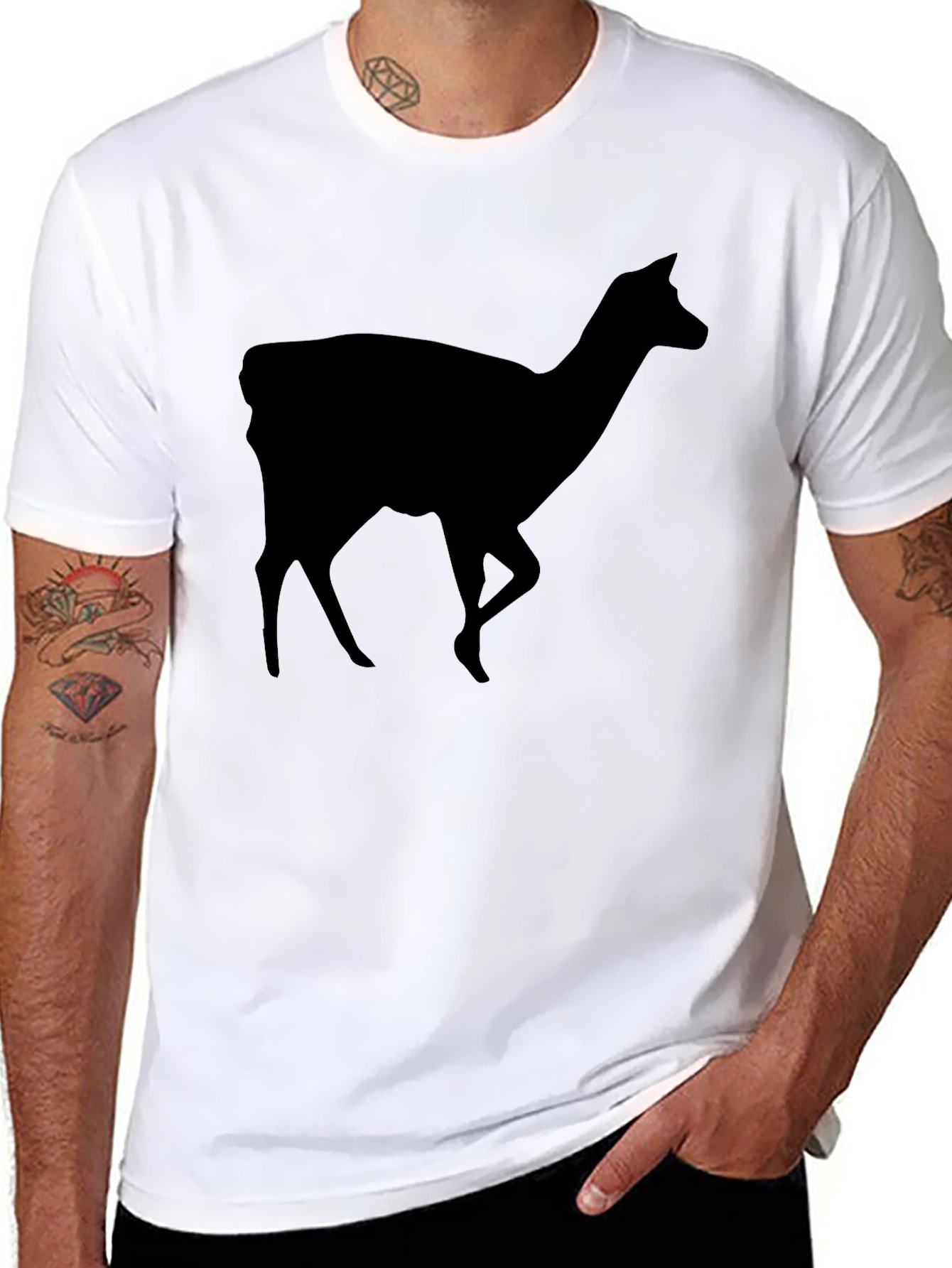 Silhouette Deer Graphic Tee - Black
