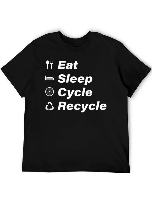 Eat Sleep Cycle Recycle Black T-Shirt