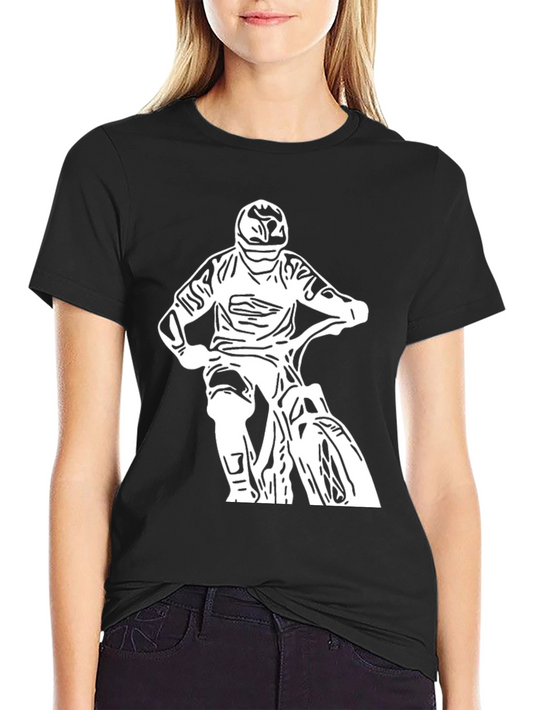 Black T-Shirt - White Biker Design