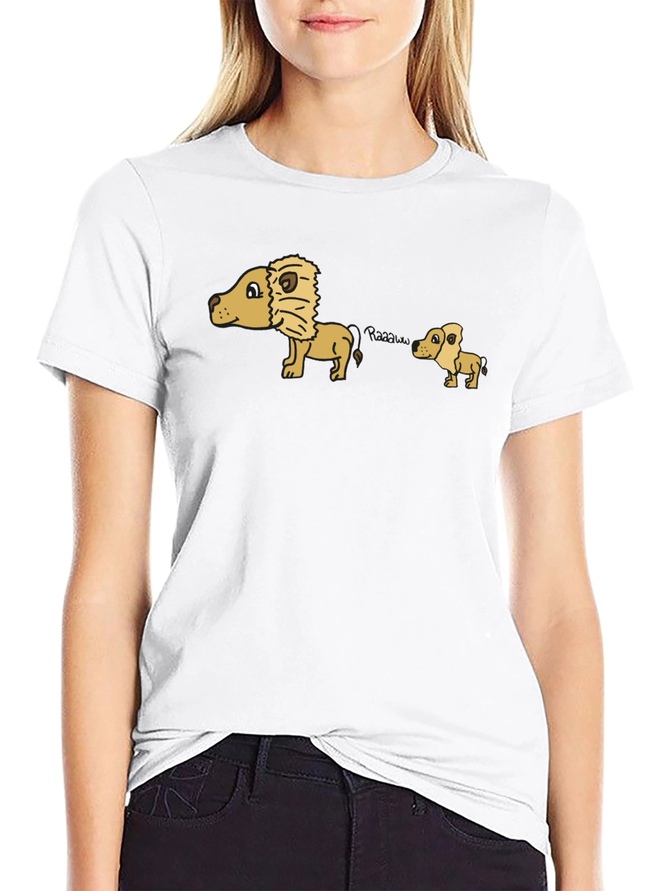 Cartoon Lion Dad Joke Black T-Shirt