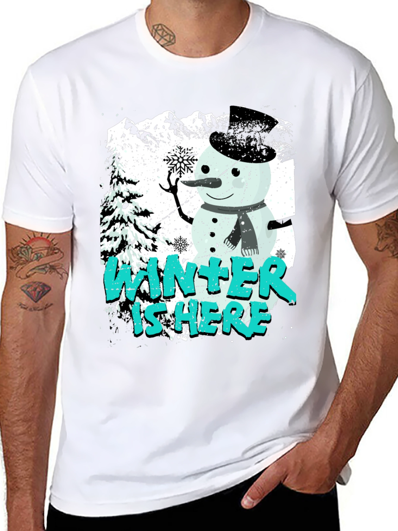 Winter Is Here Snowman Graphic Tee