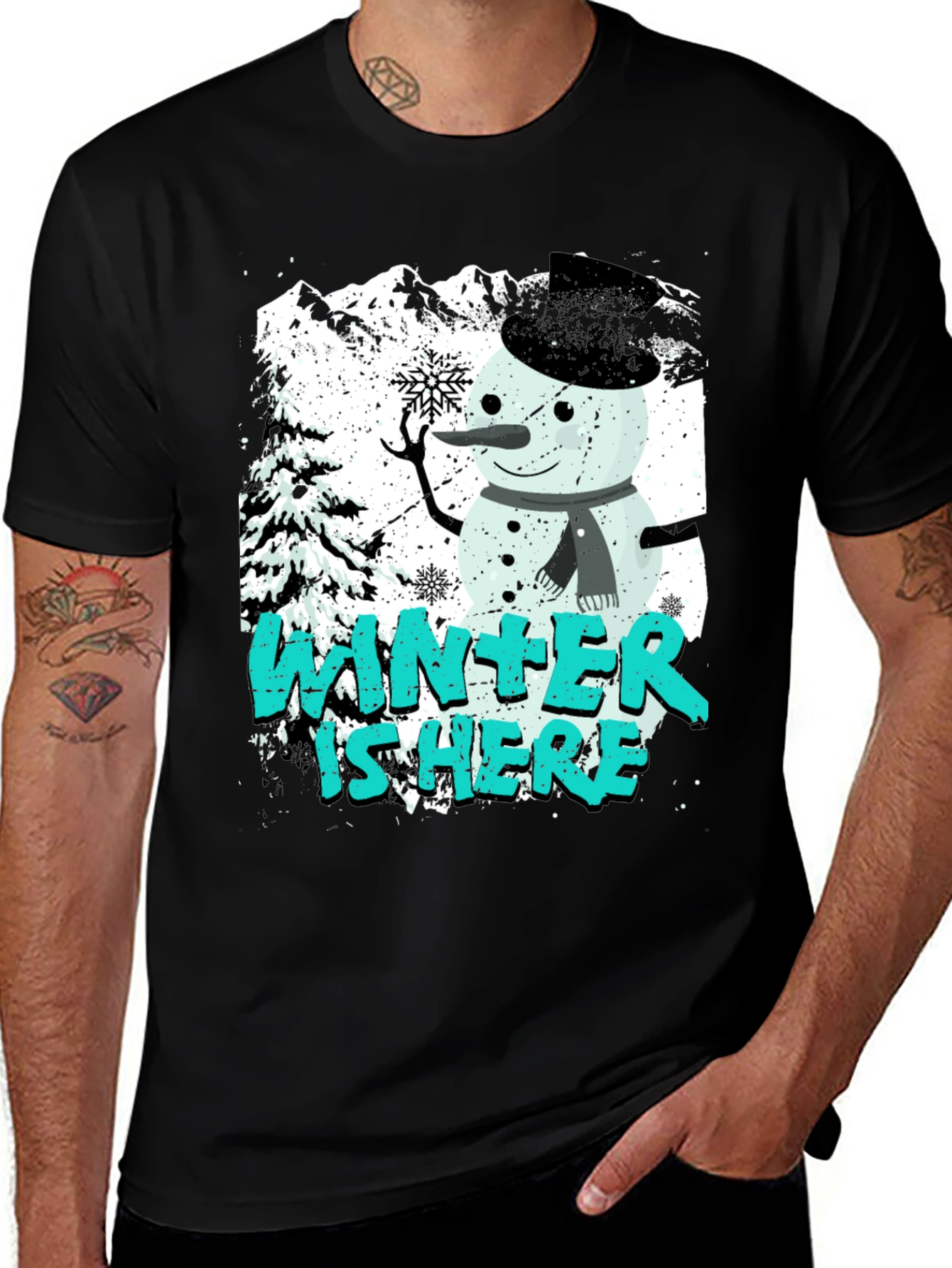 Winter Is Here Snowman Graphic Tee