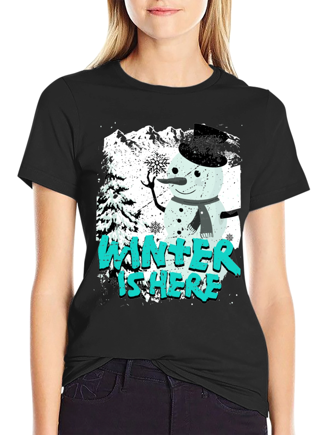 Winter Is Here Snowman Graphic Tee