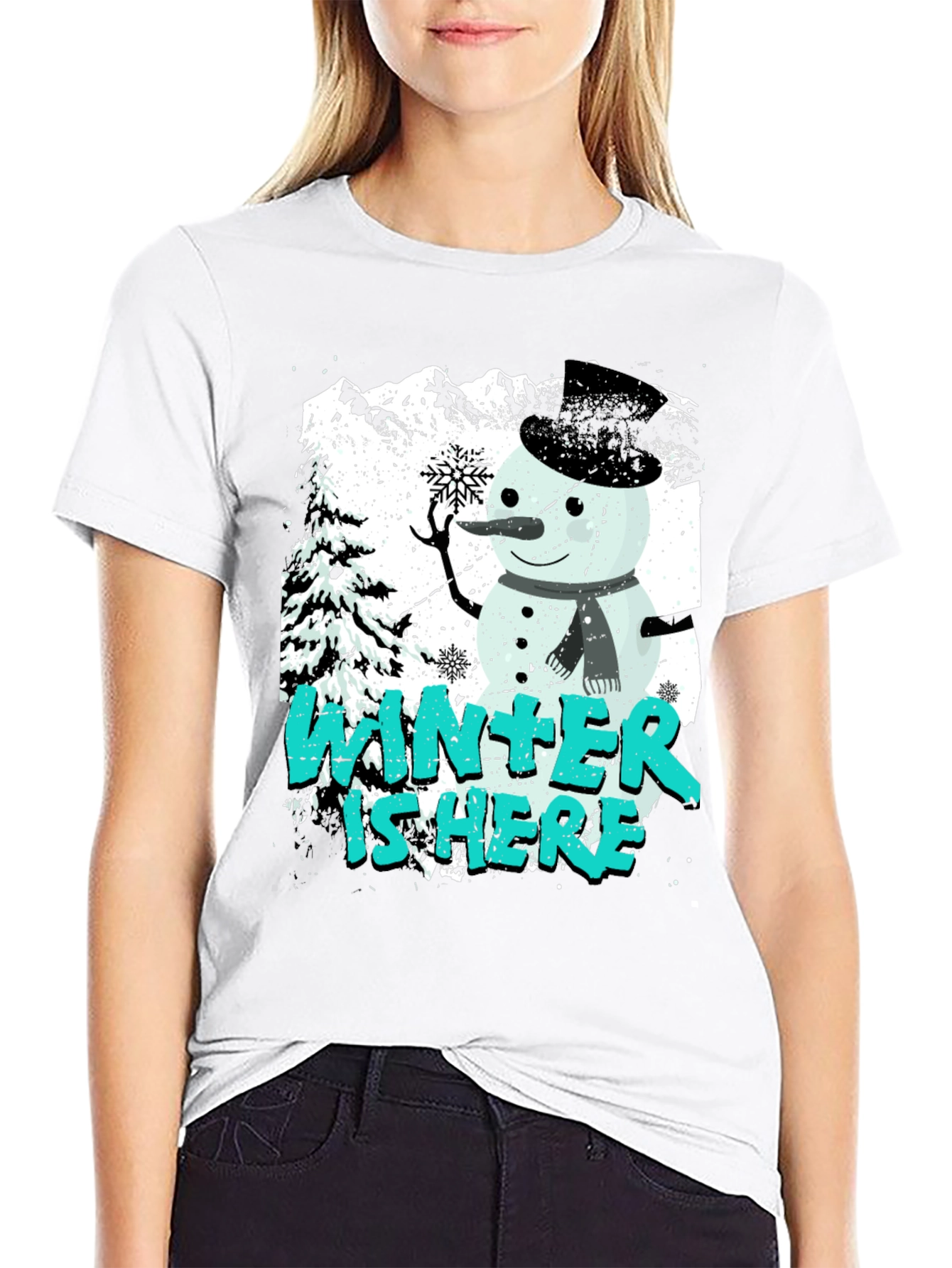 Winter Is Here Snowman Graphic Tee