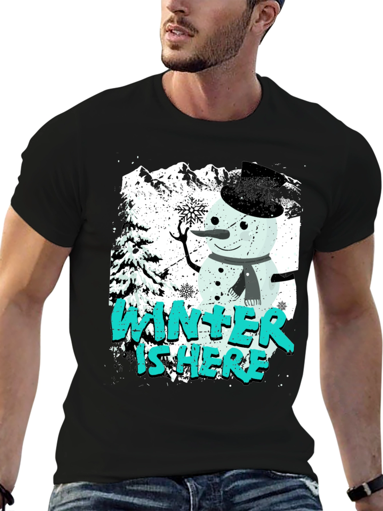 Winter Is Here Snowman Graphic Tee