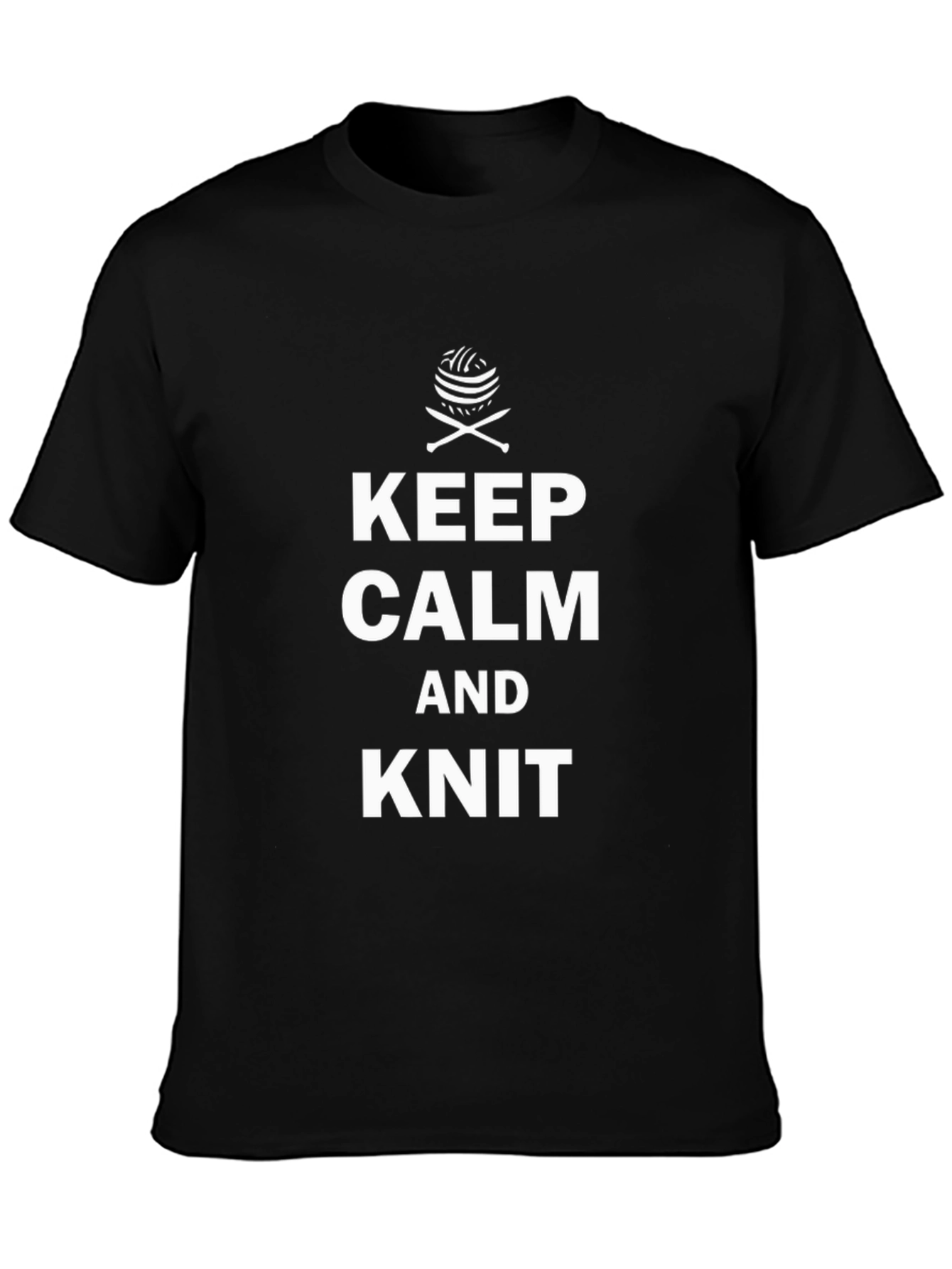 Keep Calm and Knit T-Shirt - Black Cotton Tee