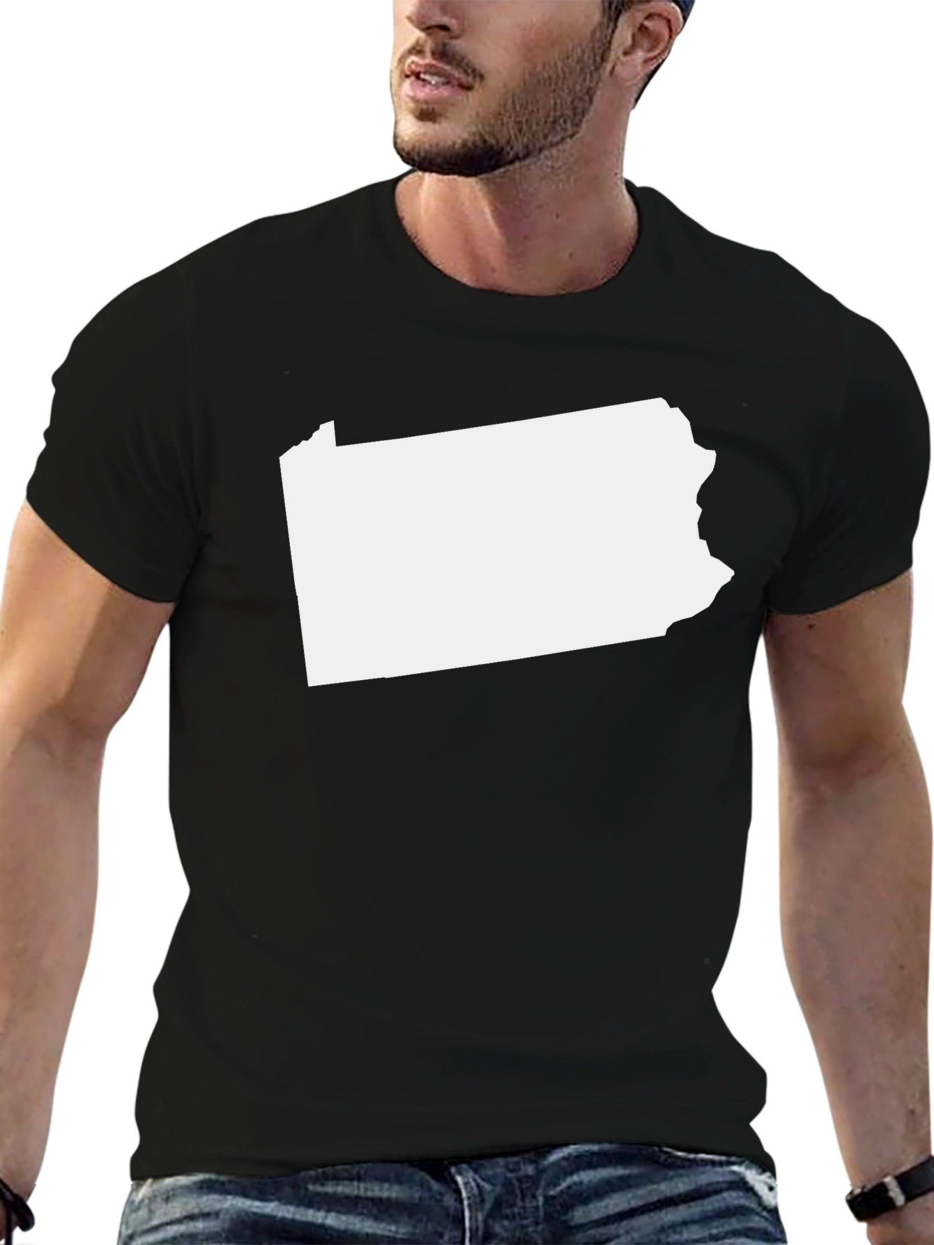 Pennsylvania State Outline T-Shirt - Black