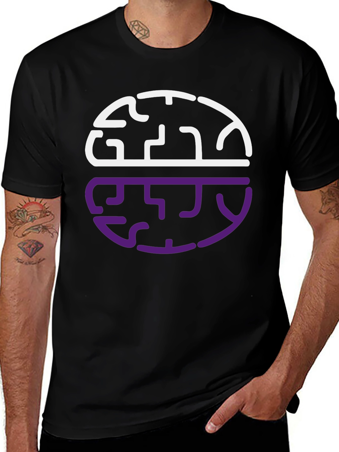 Brain Tease Graphic Tee - Black Cotton Blend Shirt