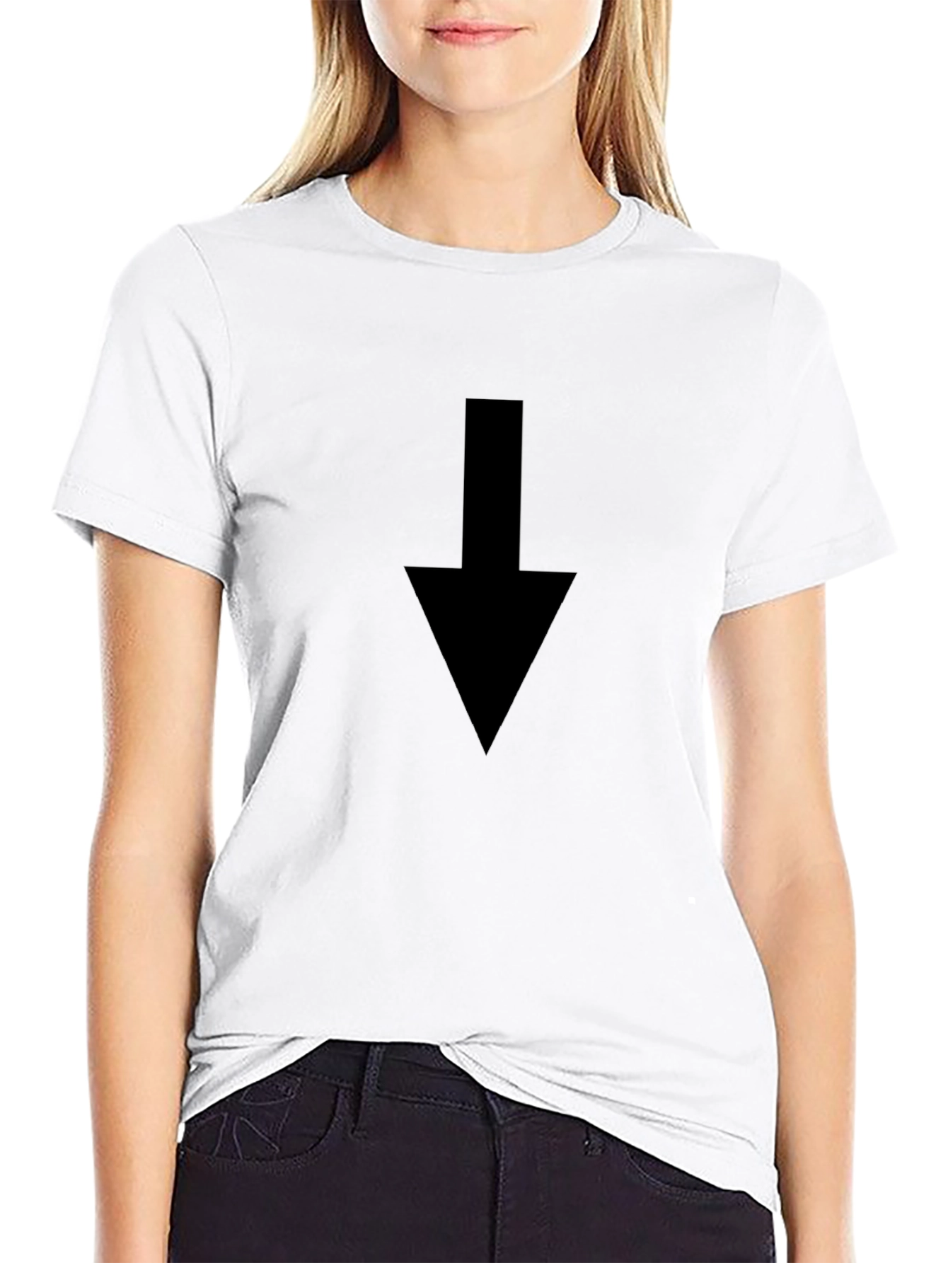 Black T-Shirt with Down Arrow Graphic