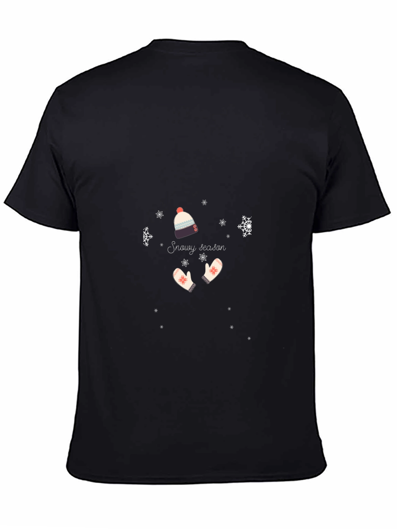 Snowy Season Graphic Tee - Black Cotton Shirt