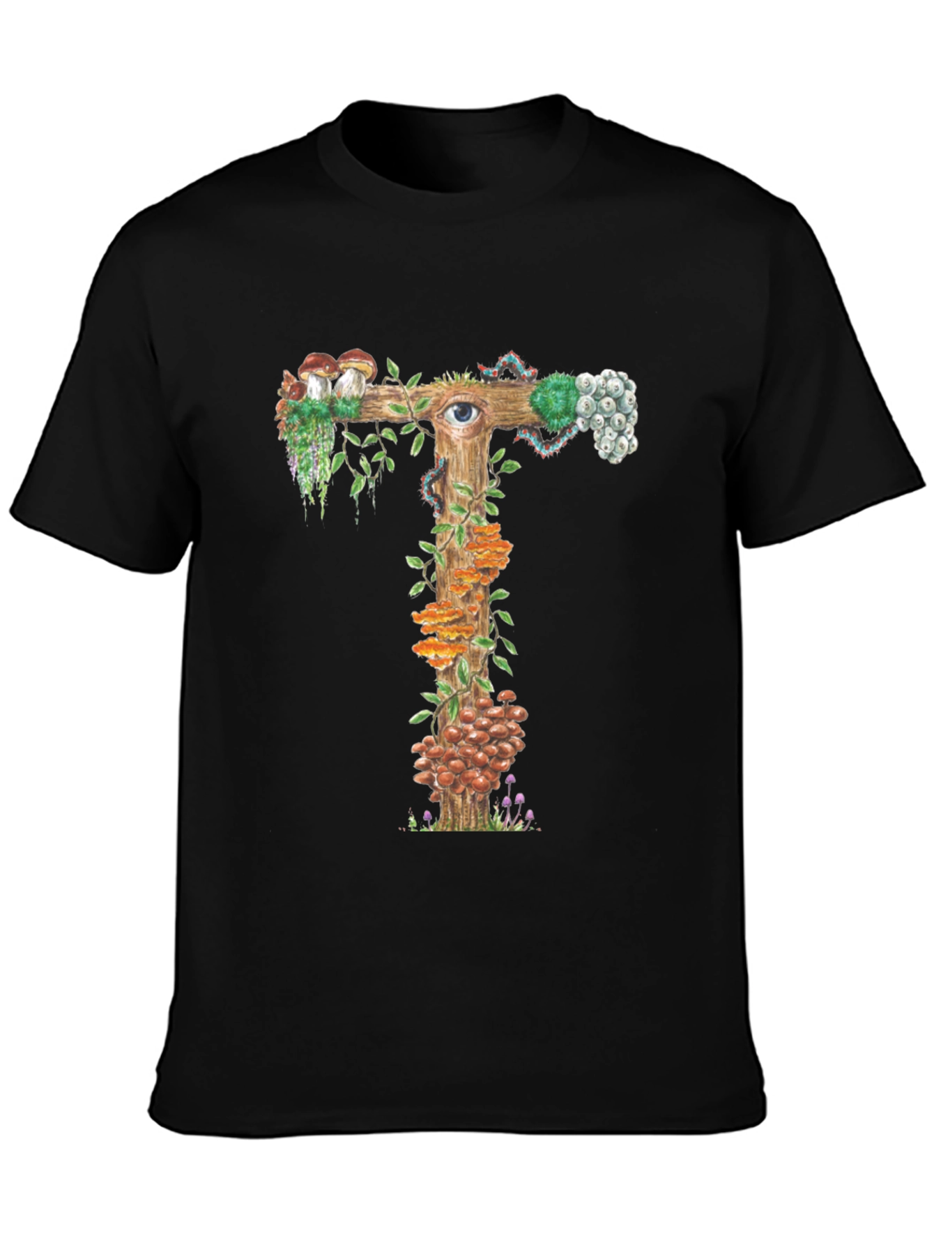 Mystical Mushroom T-Shirt: Unique Fungi Letter Design