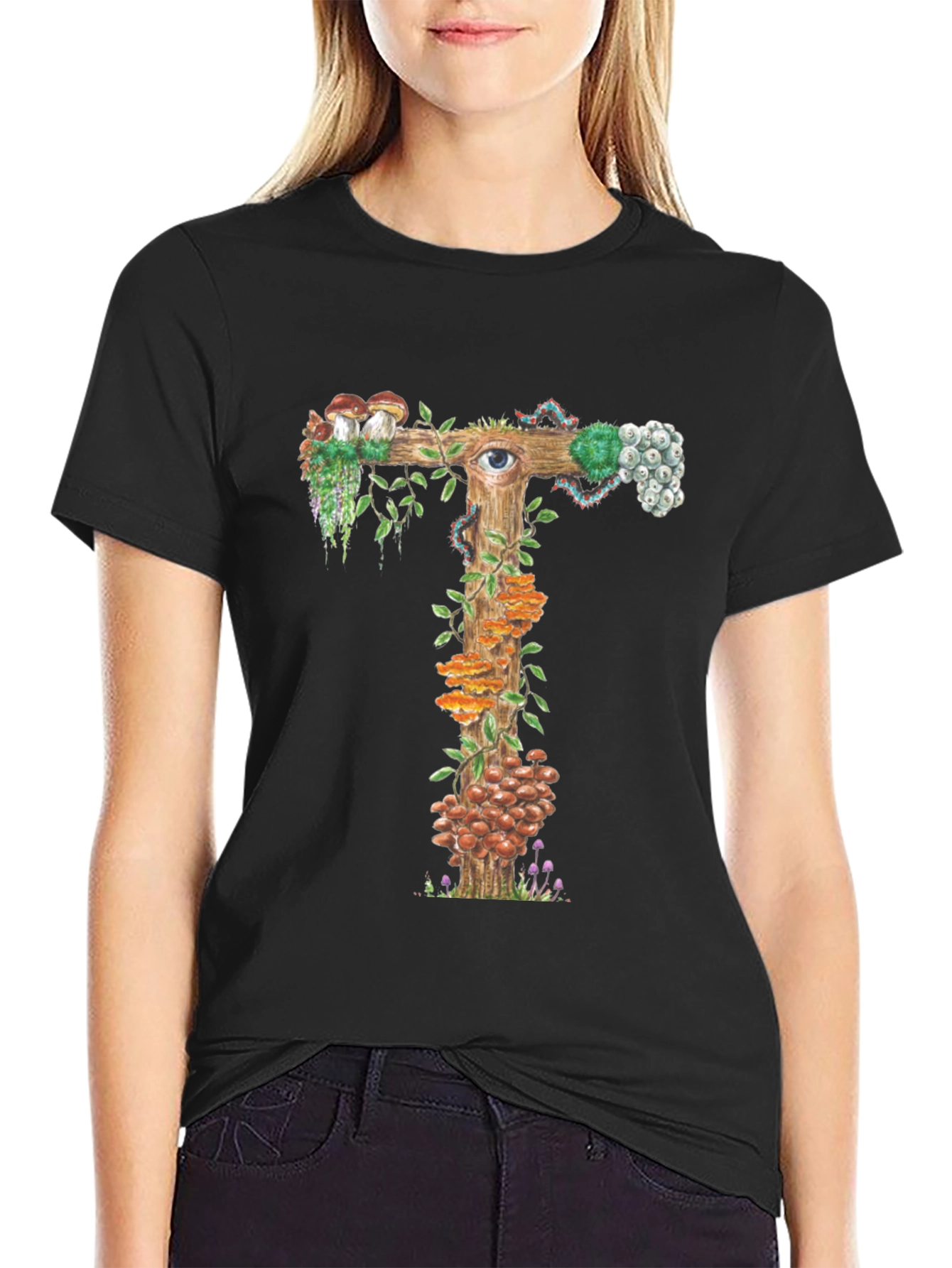 Mystical Mushroom T-Shirt: Unique Fungi Letter Design