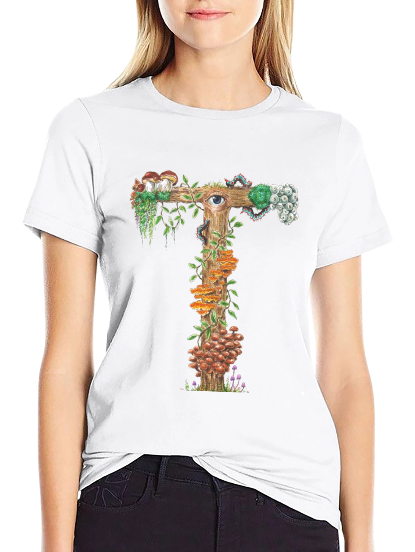 Mystical Mushroom T-Shirt: Unique Fungi Letter Design