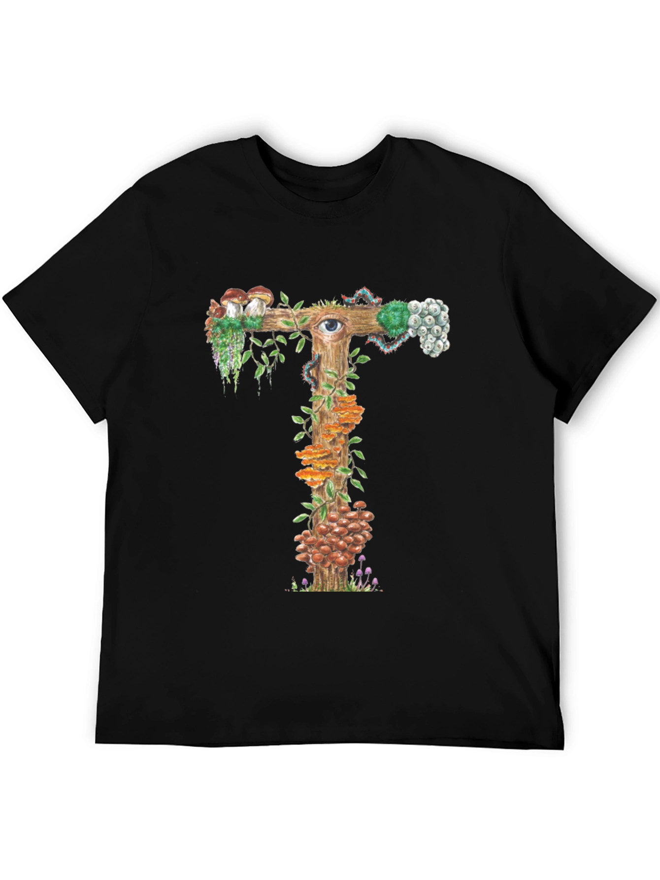 Mystical Mushroom T-Shirt: Unique Fungi Letter Design