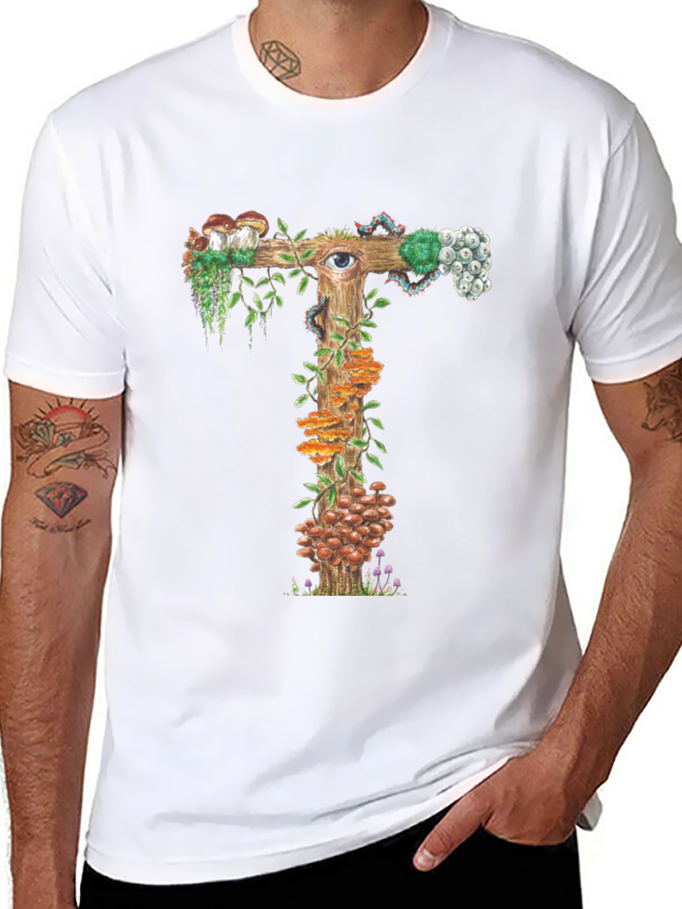 Mystical Mushroom T-Shirt: Unique Fungi Letter Design