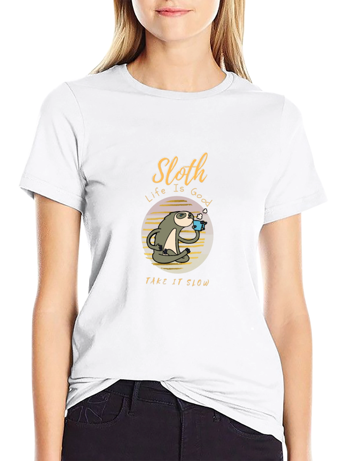 Sloth Life Is Good Black T-Shirt