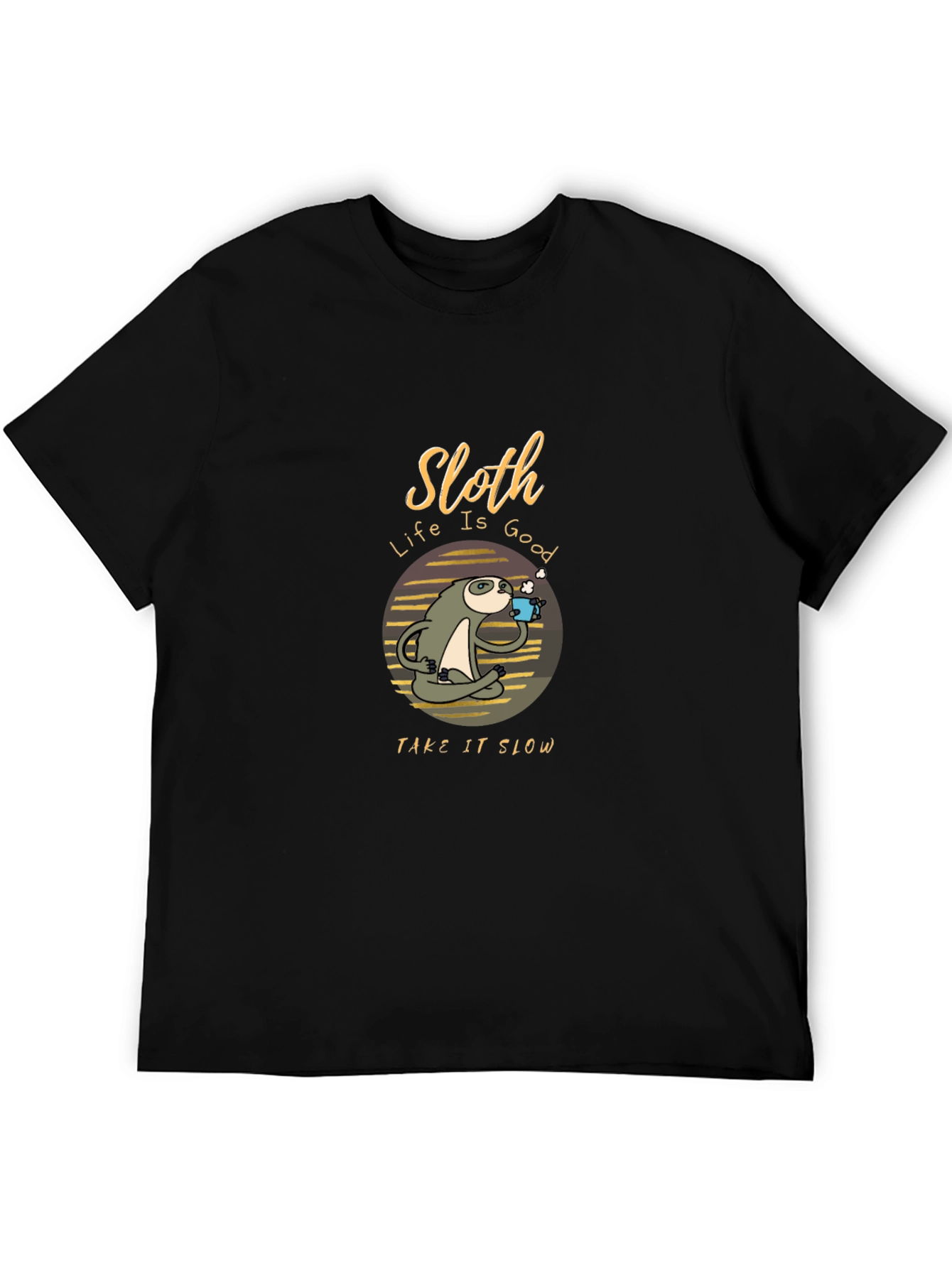 Sloth Life Is Good Black T-Shirt