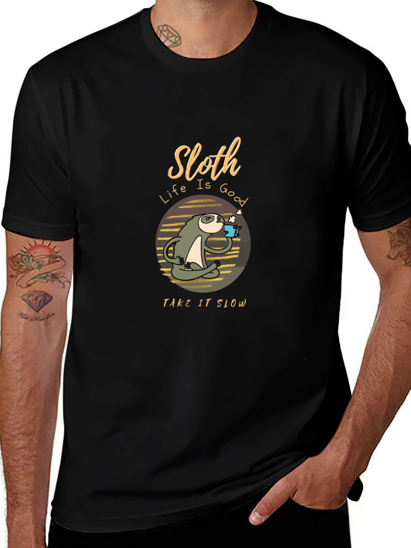 Sloth Life Is Good Black T-Shirt