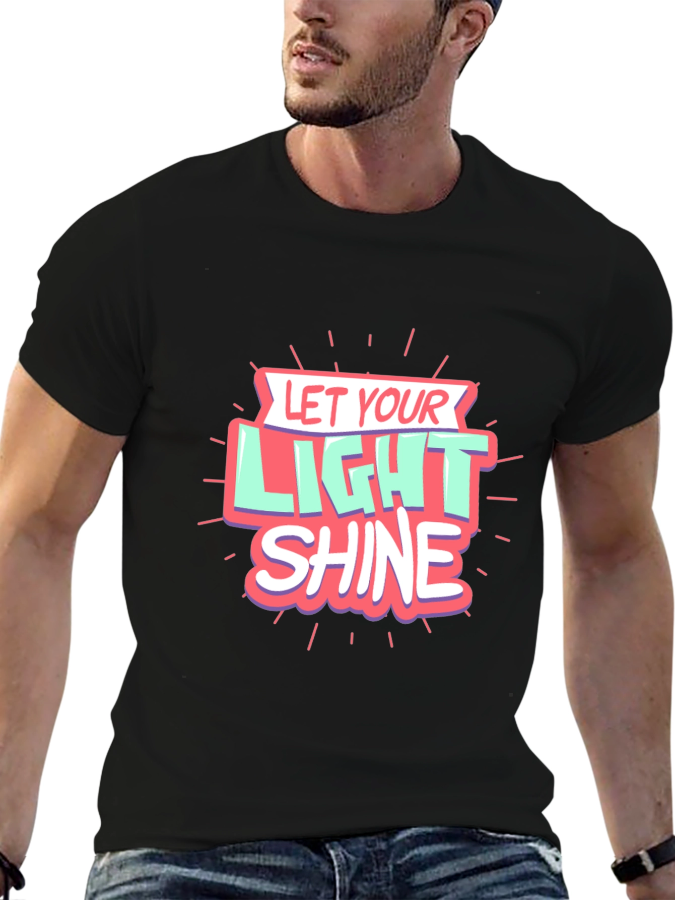 Let Your Light Shine Graphic Black T-Shirt