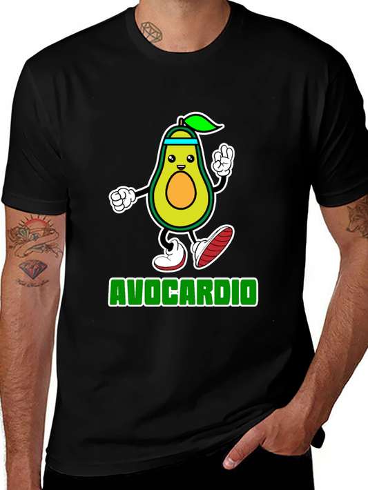 Avocardio Black T-Shirt - Funny Avocado Workout Tee