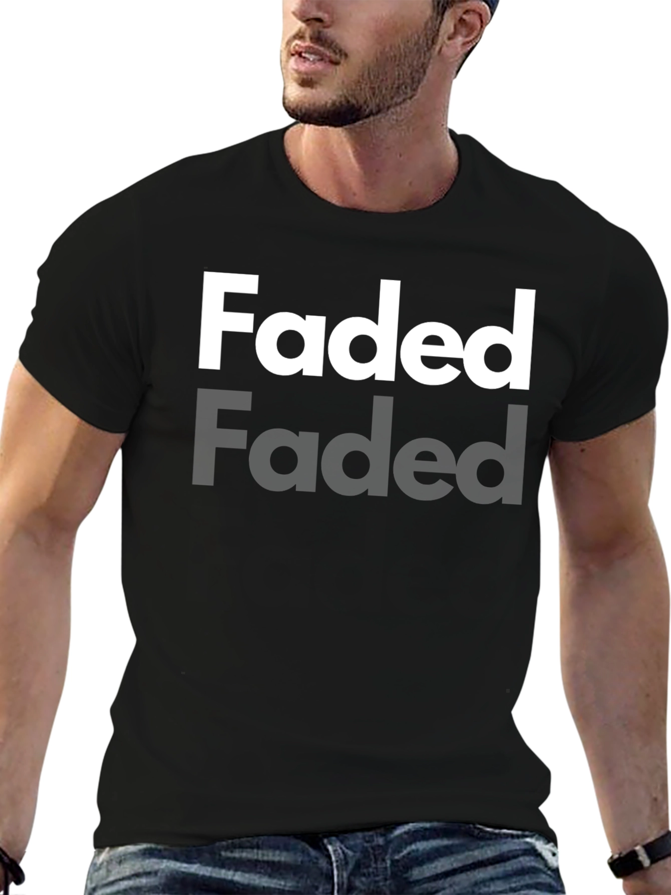 Faded Graphic Black T-Shirt