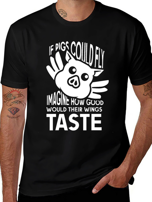 Funny Pig Wings Graphic T-Shirt - Unisex Black Tee