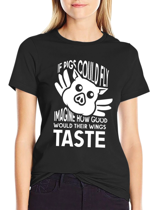 Funny Pig Wings Graphic T-Shirt - Unisex Black Tee