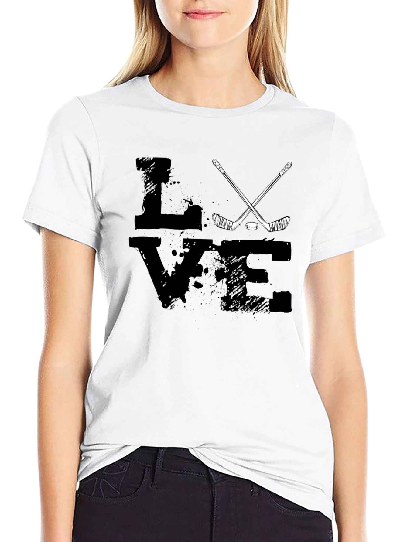 Love Hockey Black T-Shirt