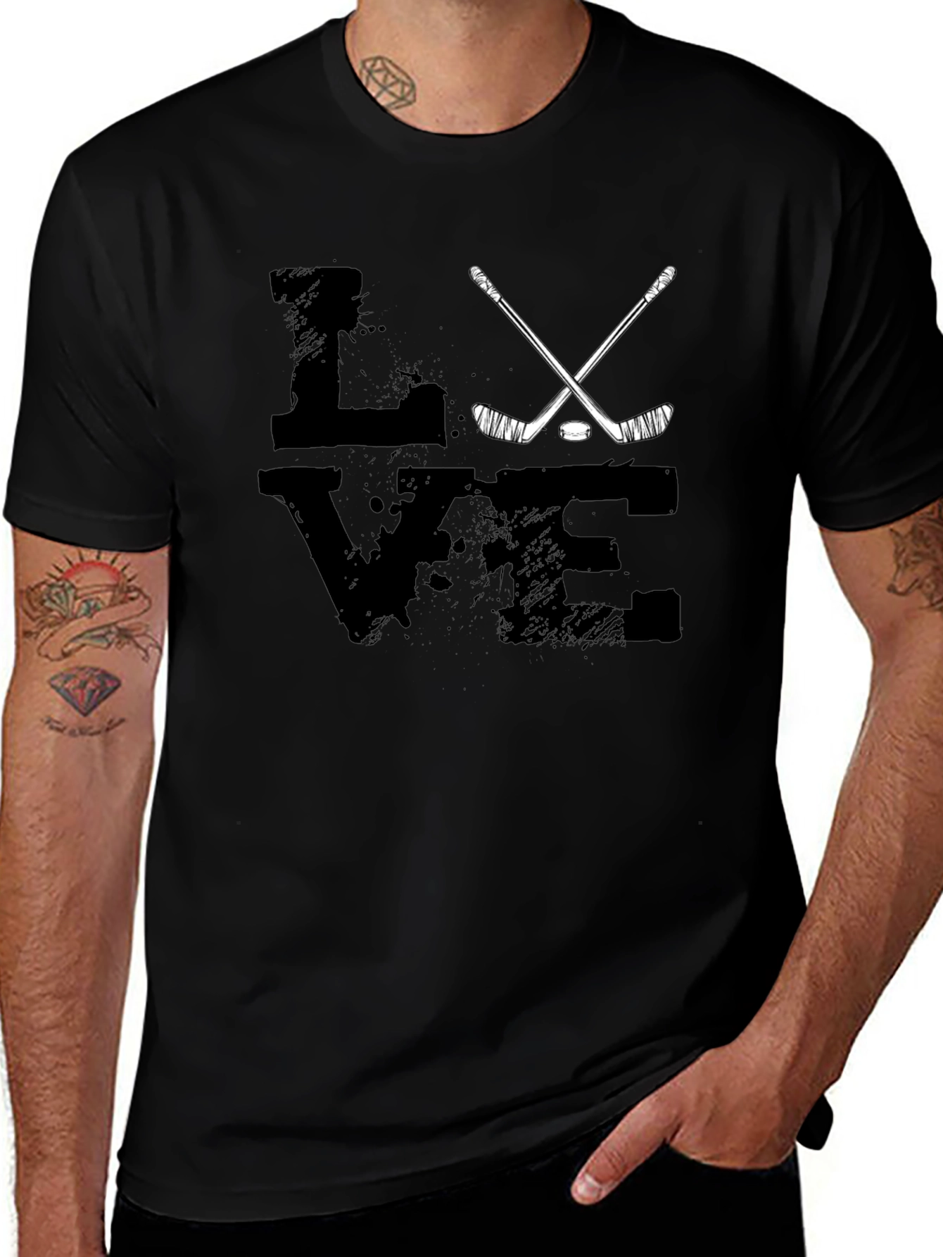 Love Hockey Black T-Shirt