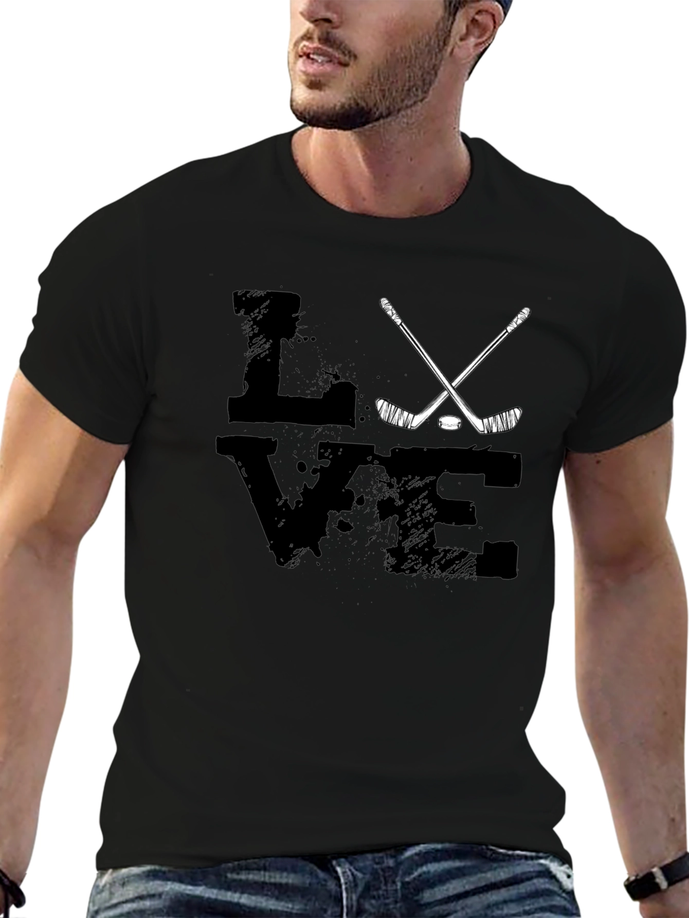 Love Hockey Black T-Shirt
