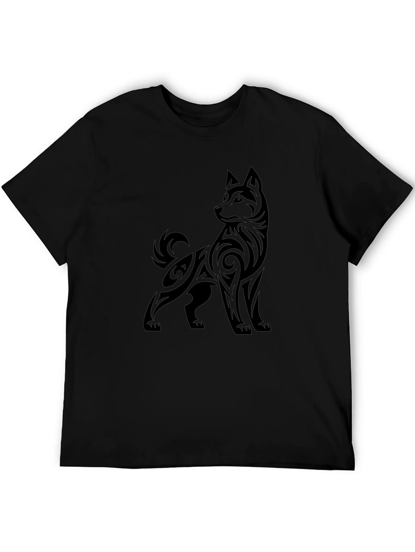Tribal Dog Graphic Black T-Shirt
