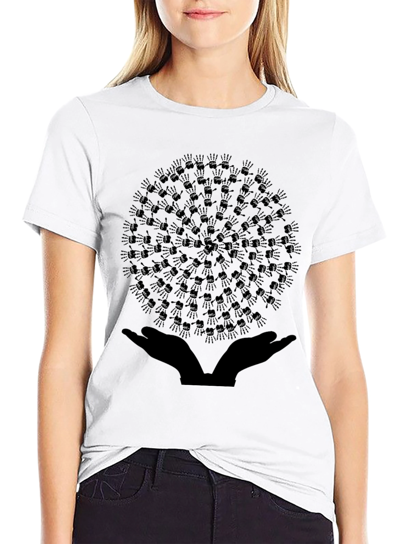 Unity Hands Graphic Tee - Black Crew Neck T-Shirt