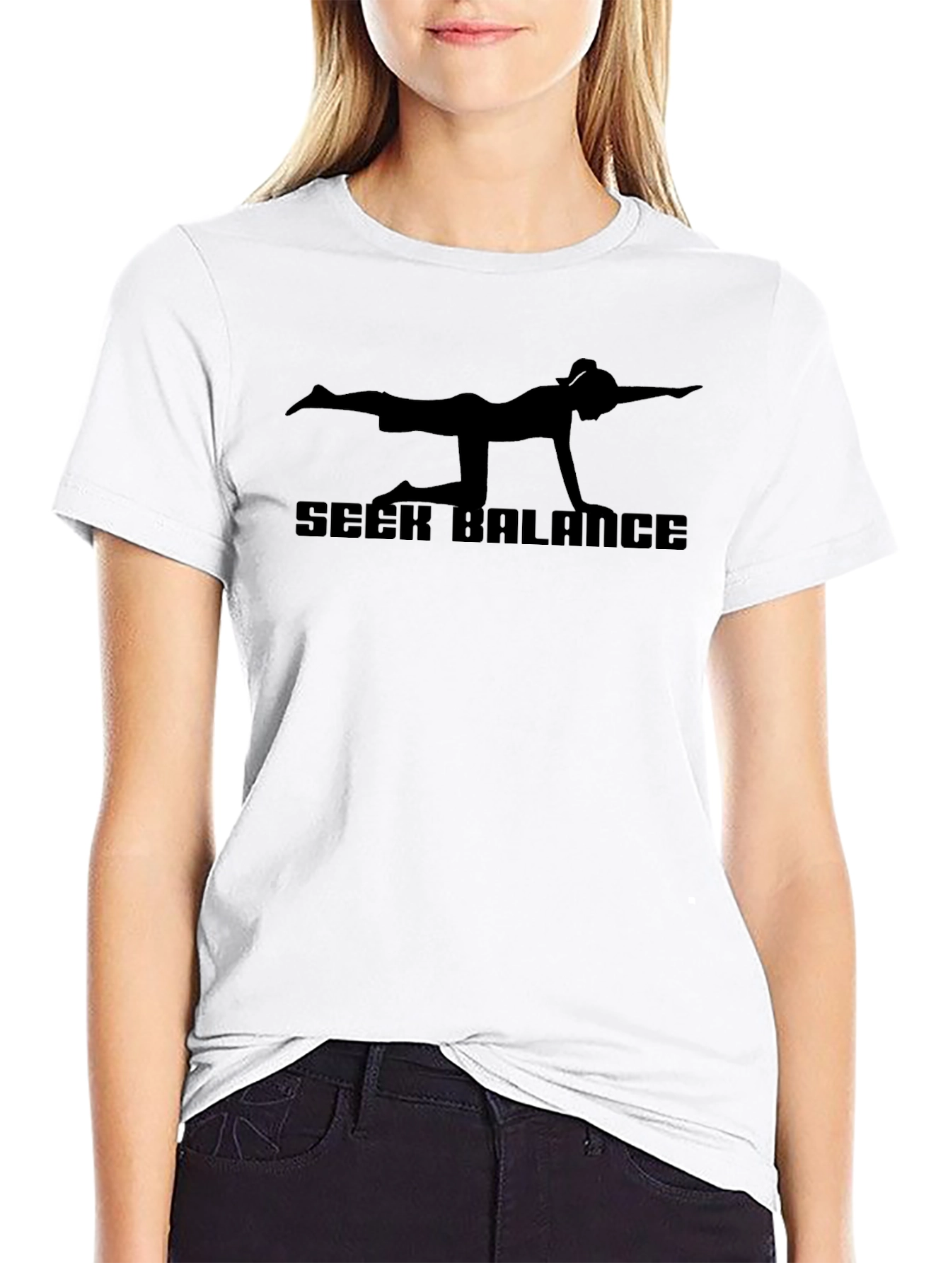 Seek Balance Graphic Tee - Yoga Inspired Black T-Shirt