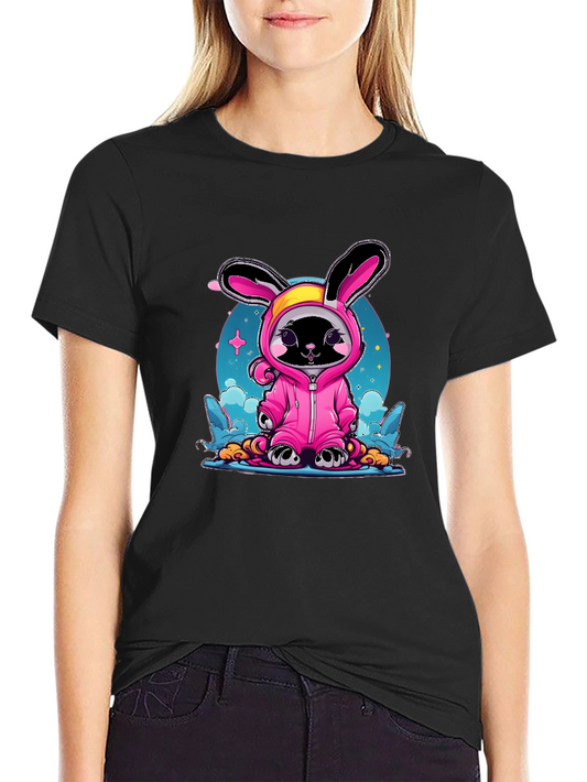 Cute Black Cat Bunny Costume T-Shirt