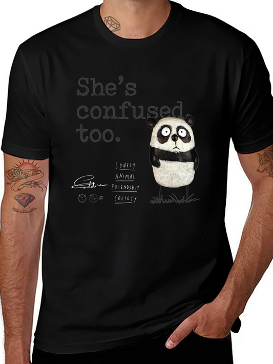 Confused Panda Graphic T-Shirt - Lonely Animal Friendship Society Tee
