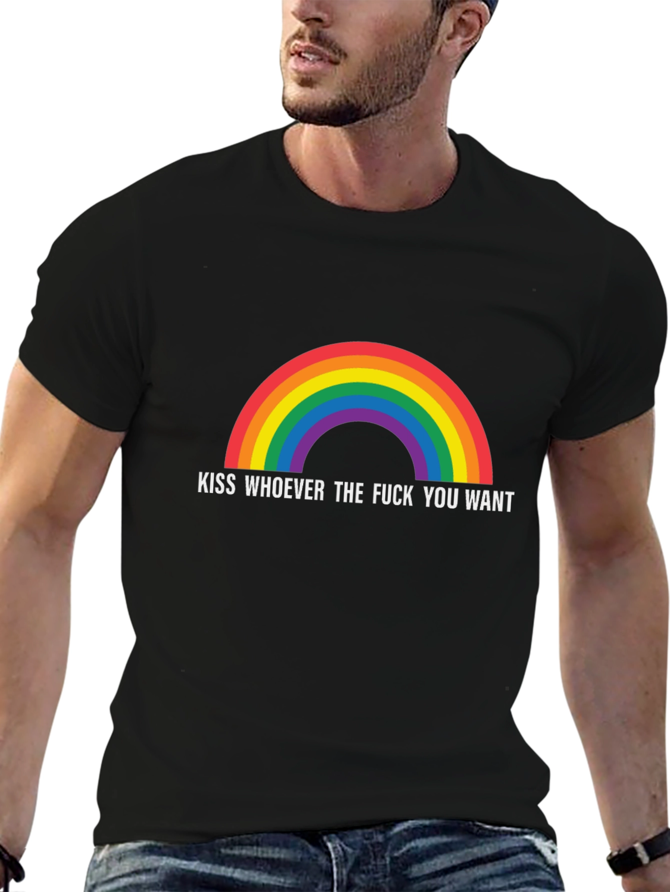 Rainbow Kiss Whoever You Want Graphic T-Shirt