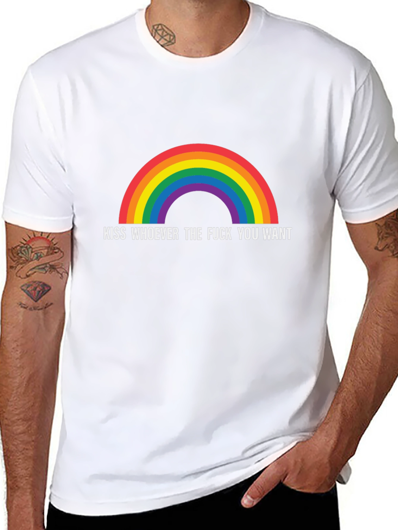 Rainbow Kiss Whoever You Want Graphic T-Shirt