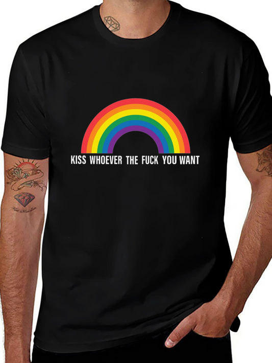 Rainbow Kiss Whoever You Want Graphic T-Shirt