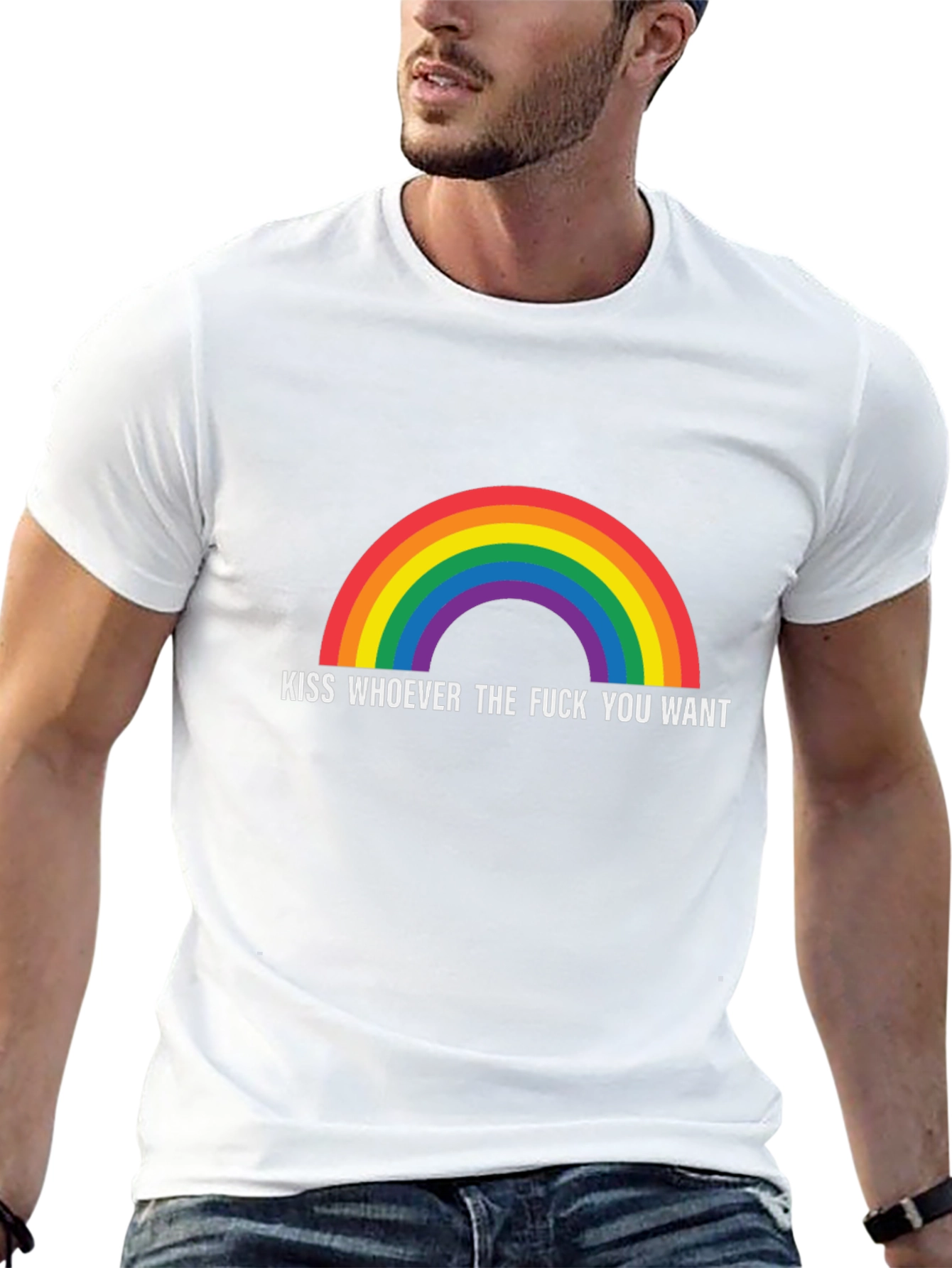 Rainbow Kiss Whoever You Want Graphic T-Shirt